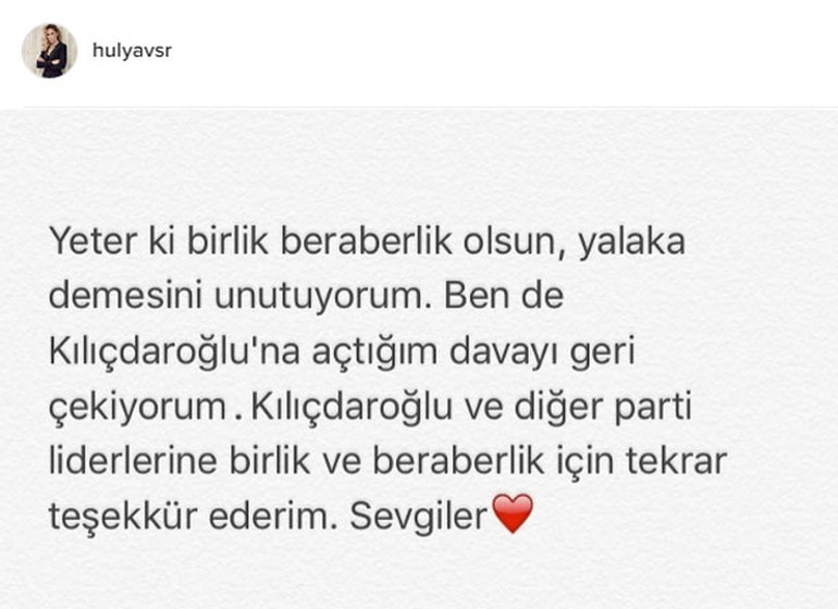 Hülya Avşar Kılıçdaroğlunu bağışladı -  Ərdoğanla görüşdən sonra